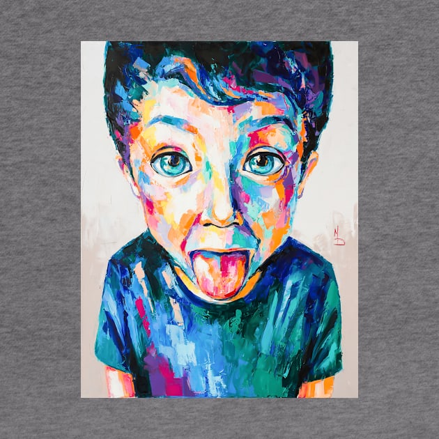 Picture of a boy sticks out his tongue. by MariDein